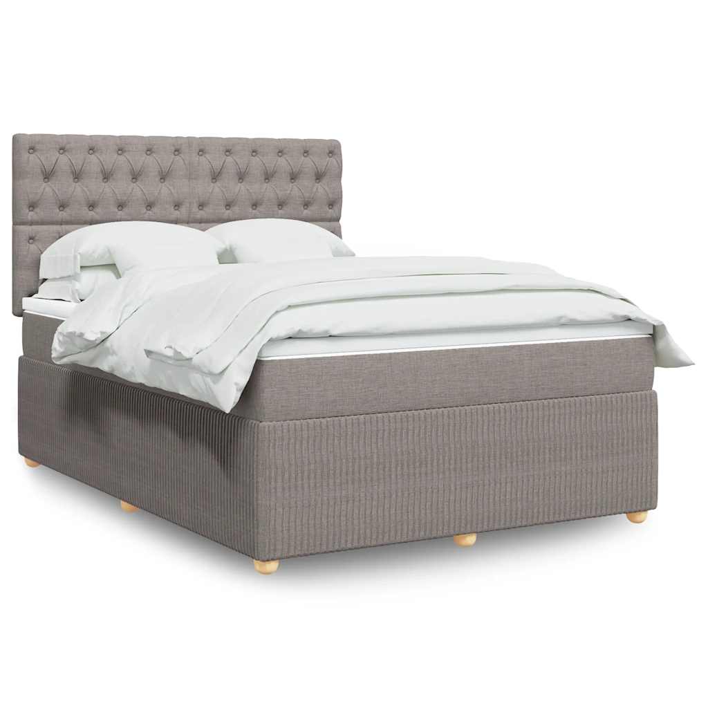 Κρεβάτι Boxspring με Στρώμα Taupe 140x200 εκ. Υφασμάτινο - Pakobazaar