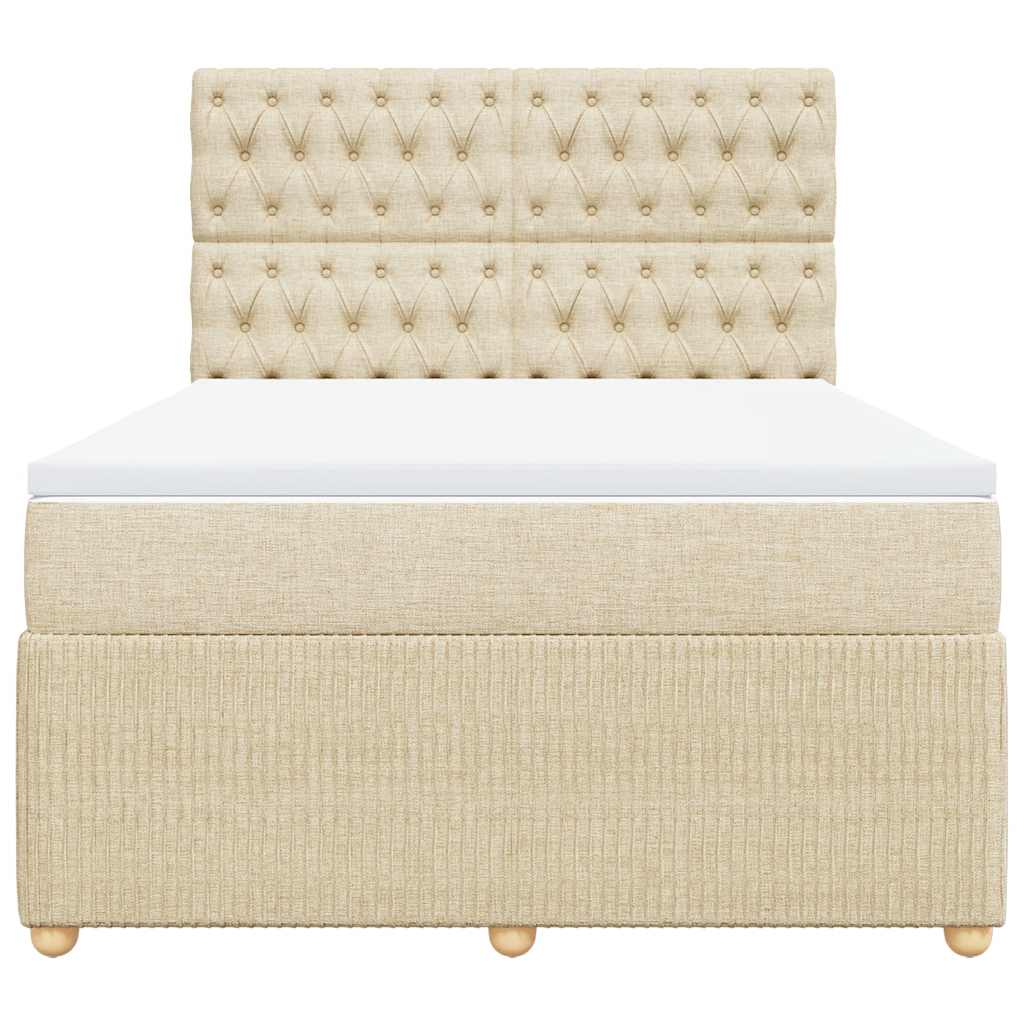 Κρεβάτι Boxspring με Στρώμα Κρεμ 140x200 εκ. Υφασμάτινο - Pakobazaar