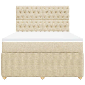 Κρεβάτι Boxspring με Στρώμα Κρεμ 140x200 εκ. Υφασμάτινο - Pakobazaar