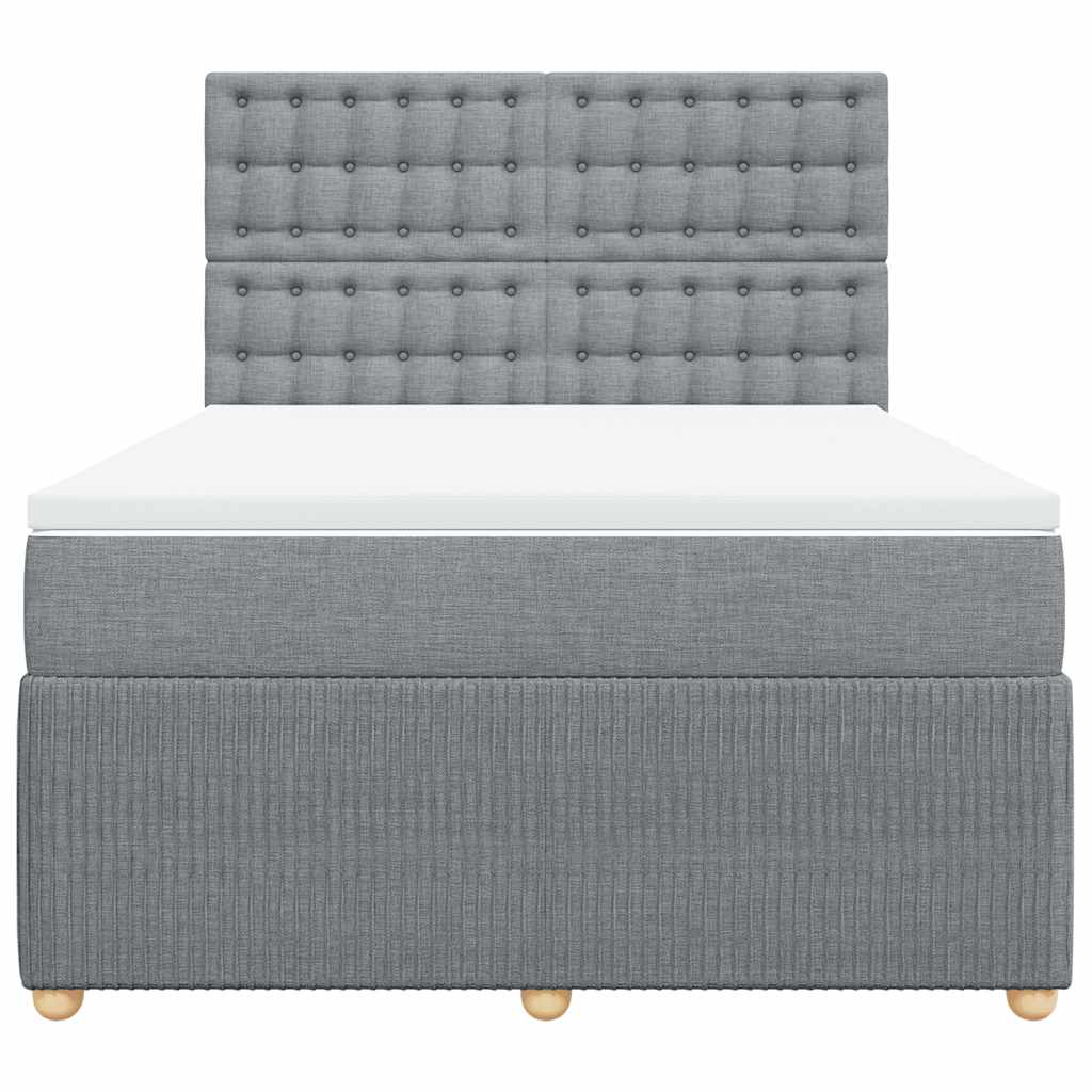 Κρεβάτι Boxspring με Στρώμα Ανοιχτό Γκρι 140x200 εκ. Υφασμάτινο - Pakobazaar