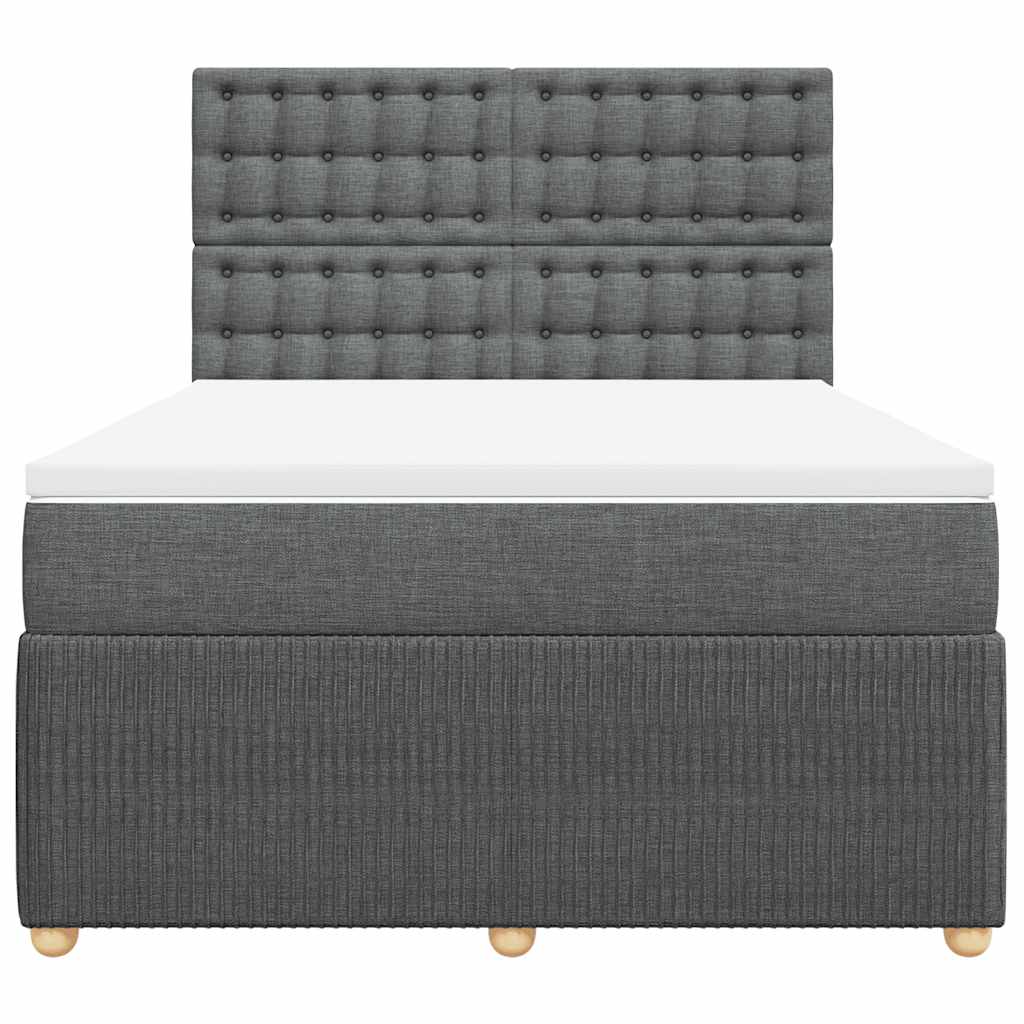 Κρεβάτι Boxspring με Στρώμα Σκούρο Γκρι 140x200 εκ Υφασμάτινο - Pakobazaar