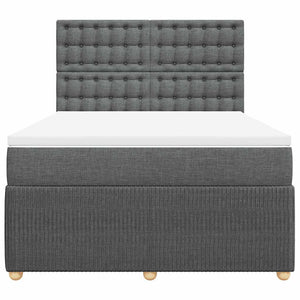 Κρεβάτι Boxspring με Στρώμα Σκούρο Γκρι 140x200 εκ Υφασμάτινο - Pakobazaar