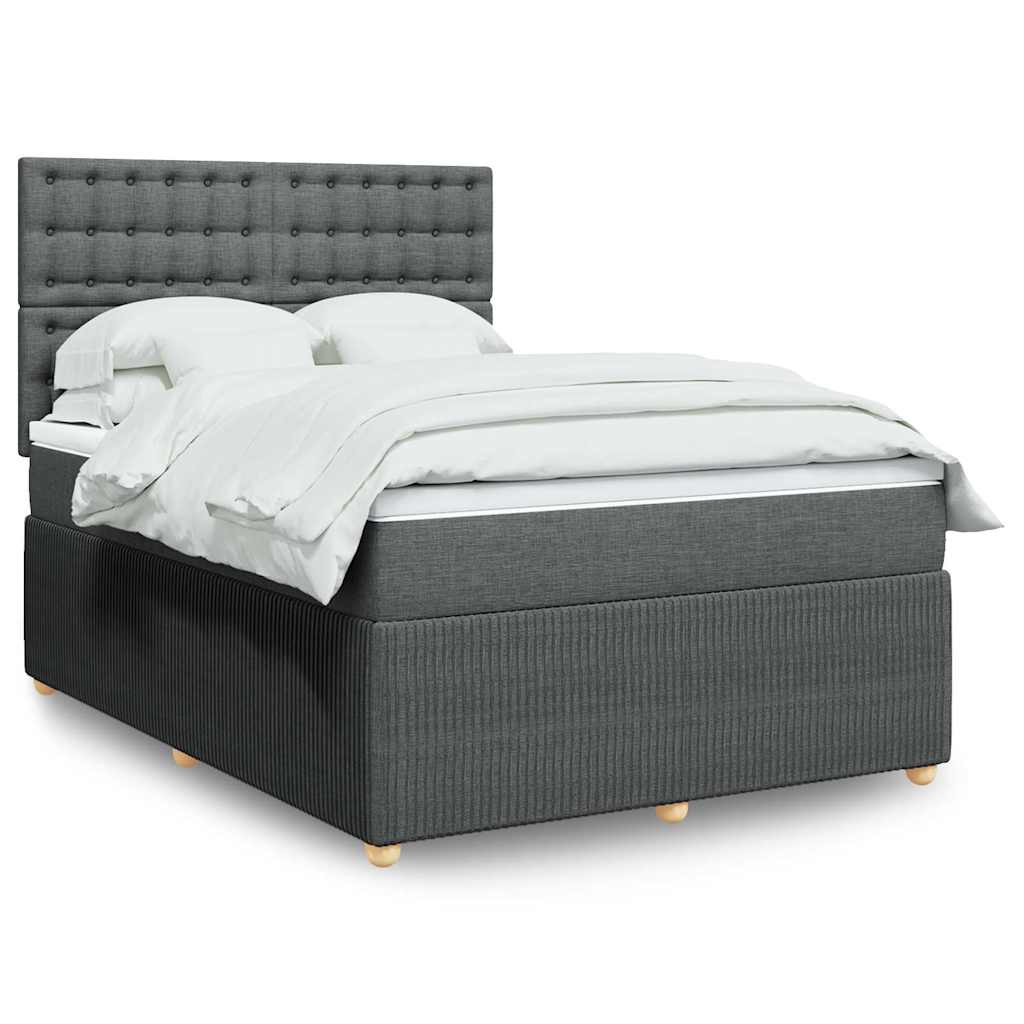 Κρεβάτι Boxspring με Στρώμα Σκούρο Γκρι 140x200 εκ Υφασμάτινο - Pakobazaar