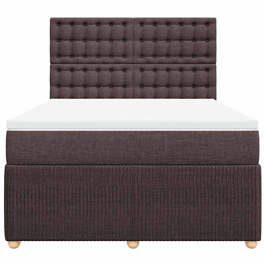 Κρεβάτι Boxspring με Στρώμα Σκούρο Καφέ 140x200 εκ Υφασμάτινο - Pakobazaar