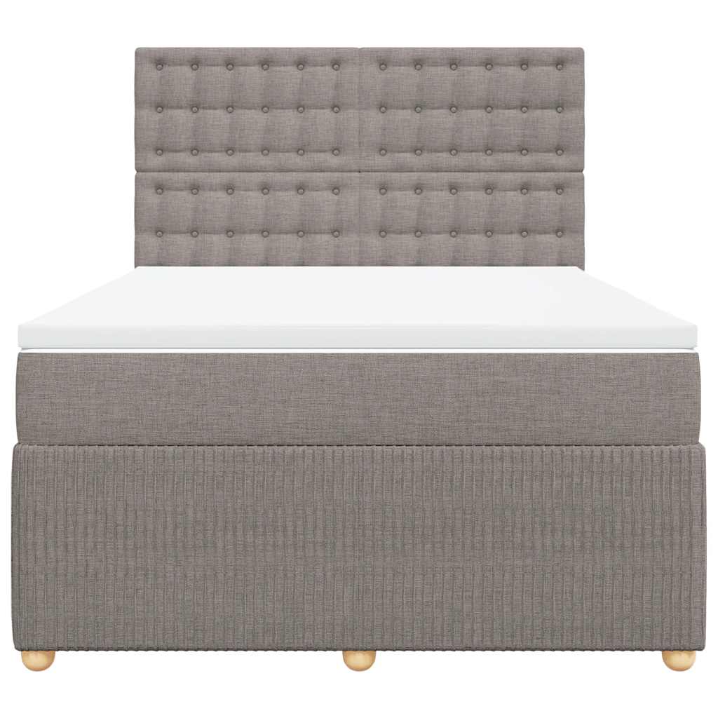 Κρεβάτι Boxspring με Στρώμα Taupe 140x200 εκ. Υφασμάτινο - Pakobazaar