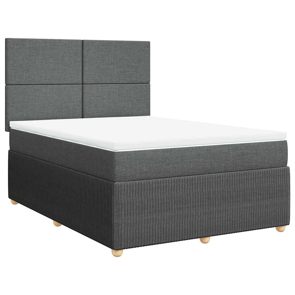 Κρεβάτι Boxspring με Στρώμα Σκούρο Γκρι 160x200 εκ Υφασμάτινο - Pakobazaar
