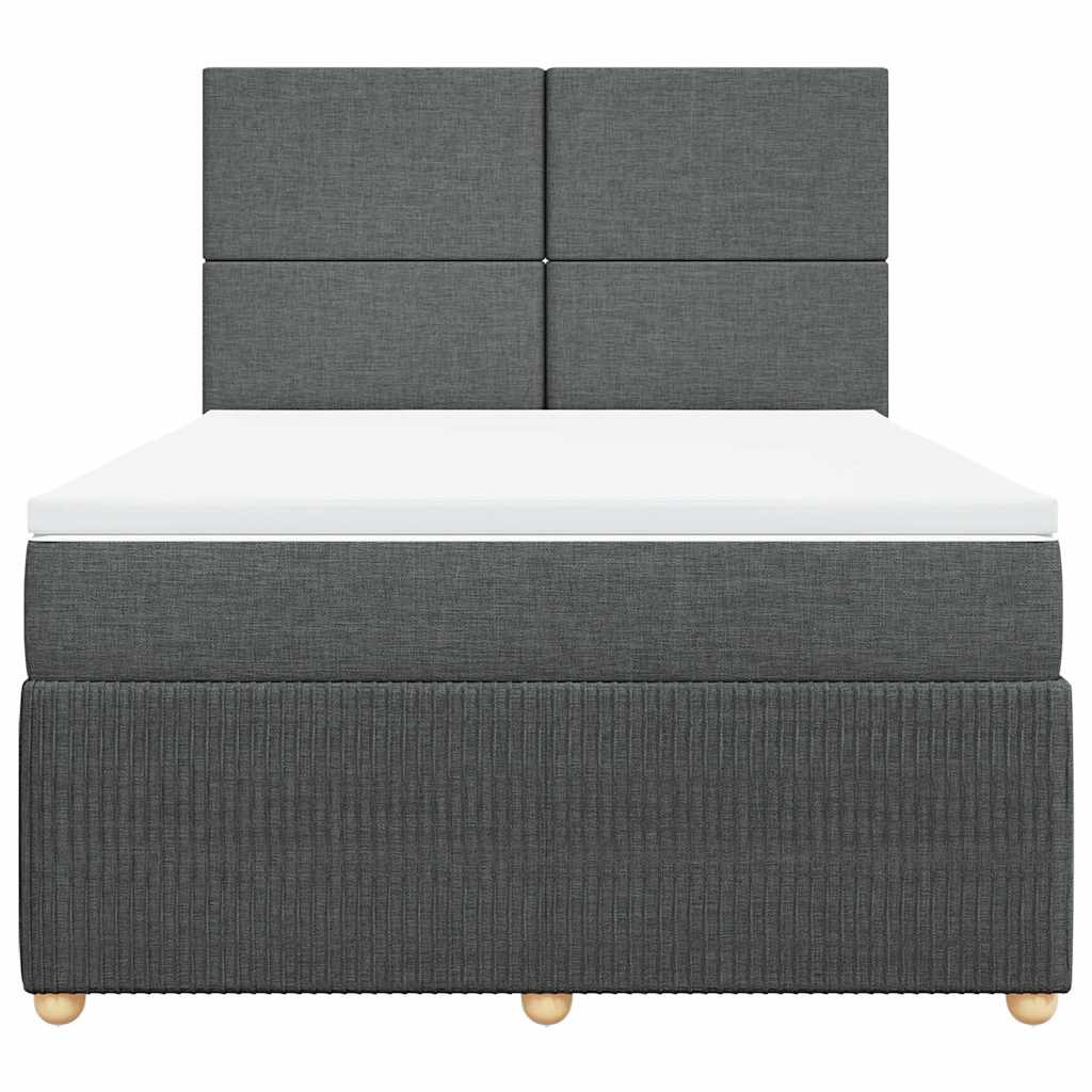 Κρεβάτι Boxspring με Στρώμα Σκούρο Γκρι 160x200 εκ Υφασμάτινο - Pakobazaar