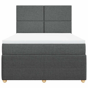 Κρεβάτι Boxspring με Στρώμα Σκούρο Γκρι 160x200 εκ Υφασμάτινο - Pakobazaar