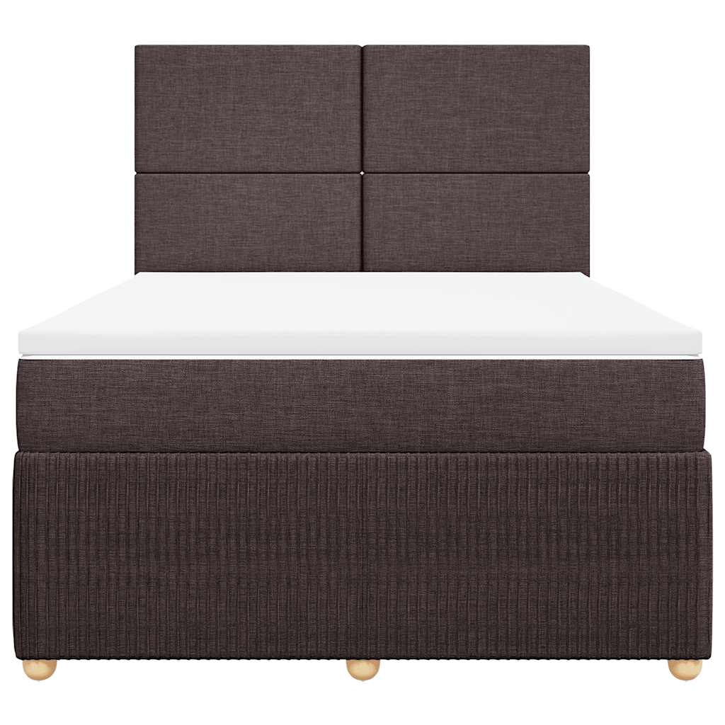Κρεβάτι Boxspring με Στρώμα Σκούρο Καφέ 160x200 εκ Υφασμάτινο - Pakobazaar