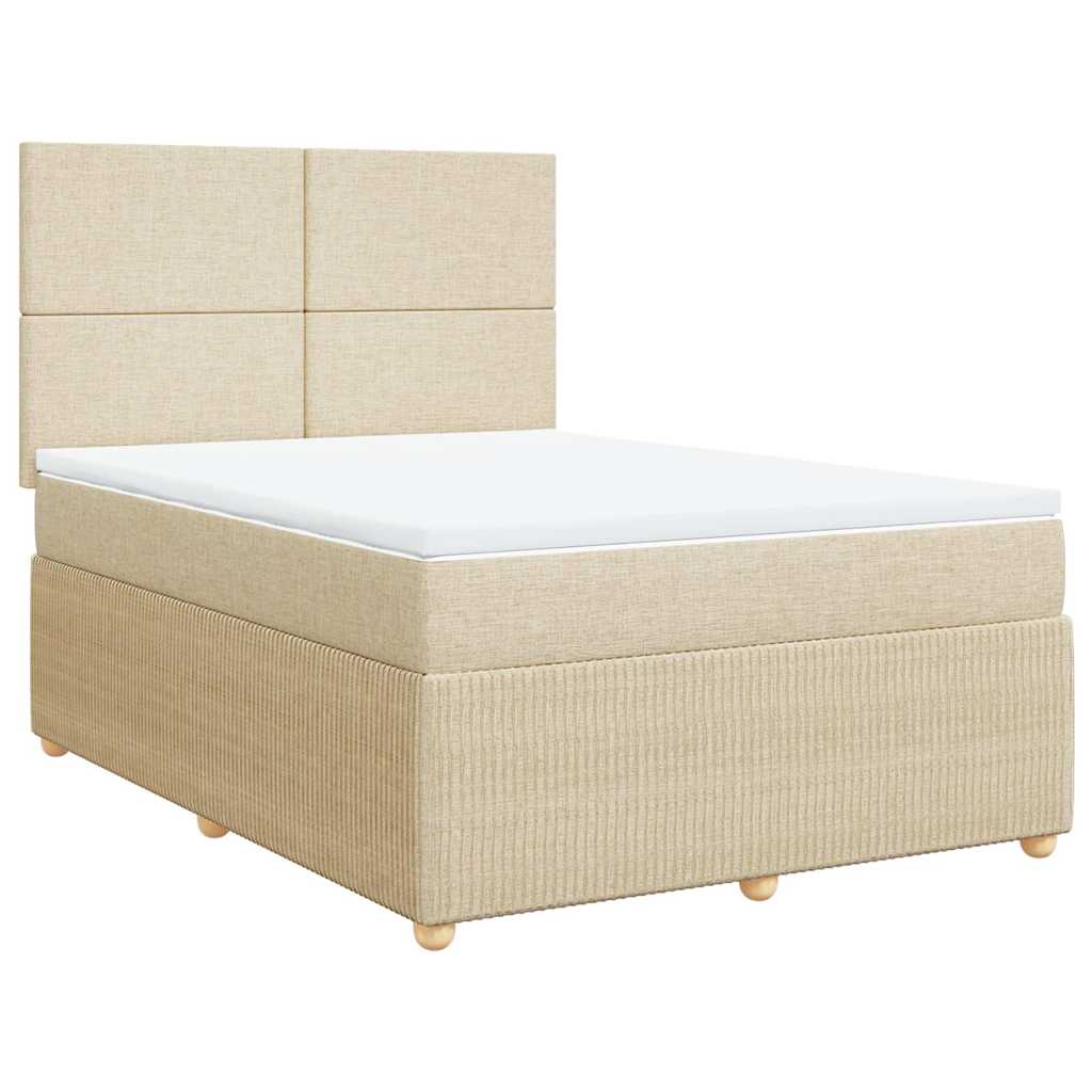 Κρεβάτι Boxspring με Στρώμα Κρεμ 160x200 εκ. Υφασμάτινο - Pakobazaar