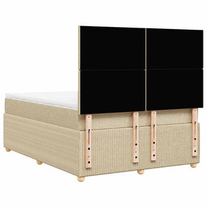 Κρεβάτι Boxspring με Στρώμα Κρεμ 160x200 εκ. Υφασμάτινο - Pakobazaar