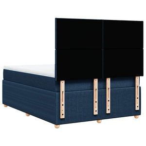 Κρεβάτι Boxspring με Στρώμα Μπλε 160x200 εκ. Υφασμάτινο - Pakobazaar