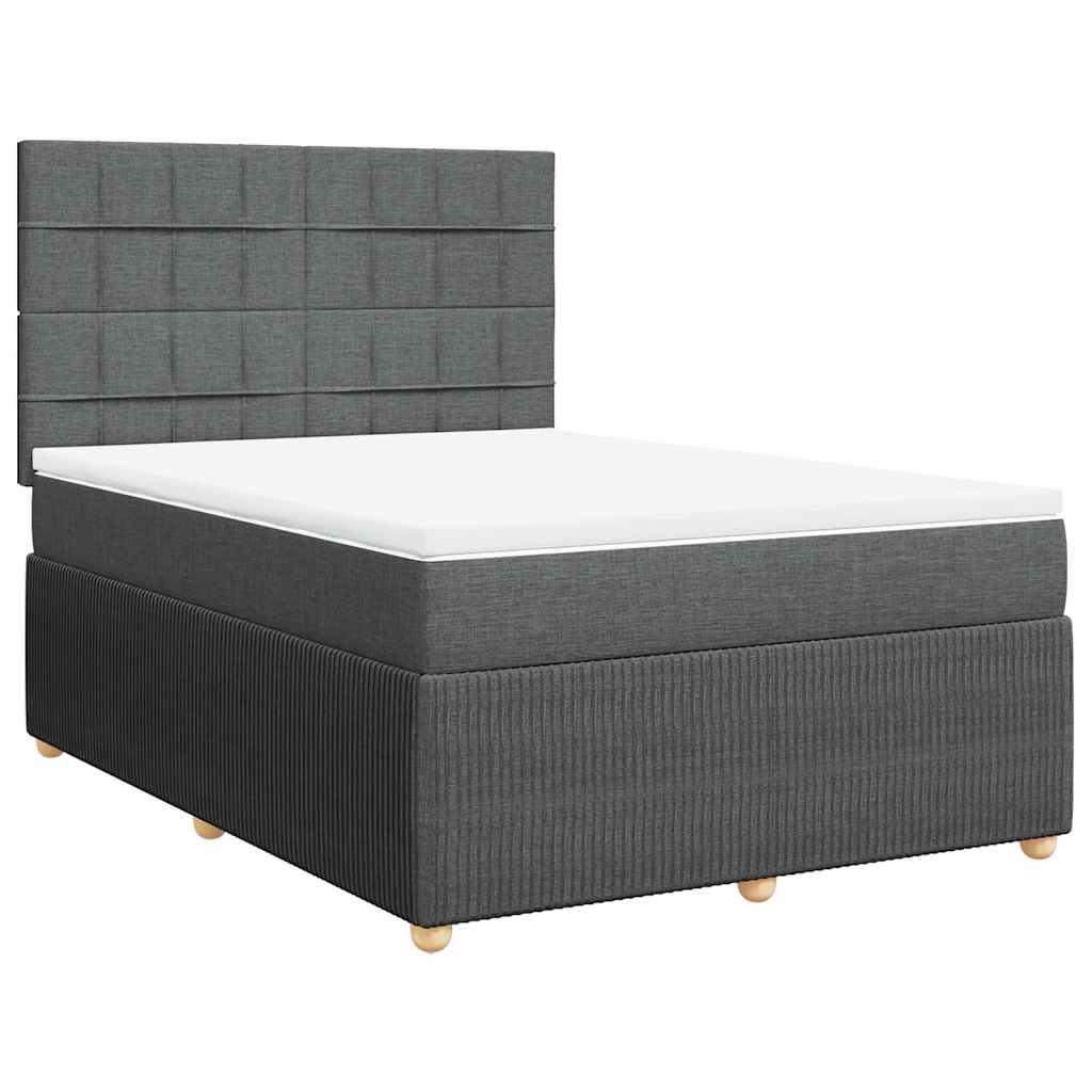 Κρεβάτι Boxspring με Στρώμα Σκούρο Γκρι 160x200 εκ Υφασμάτινο - Pakobazaar