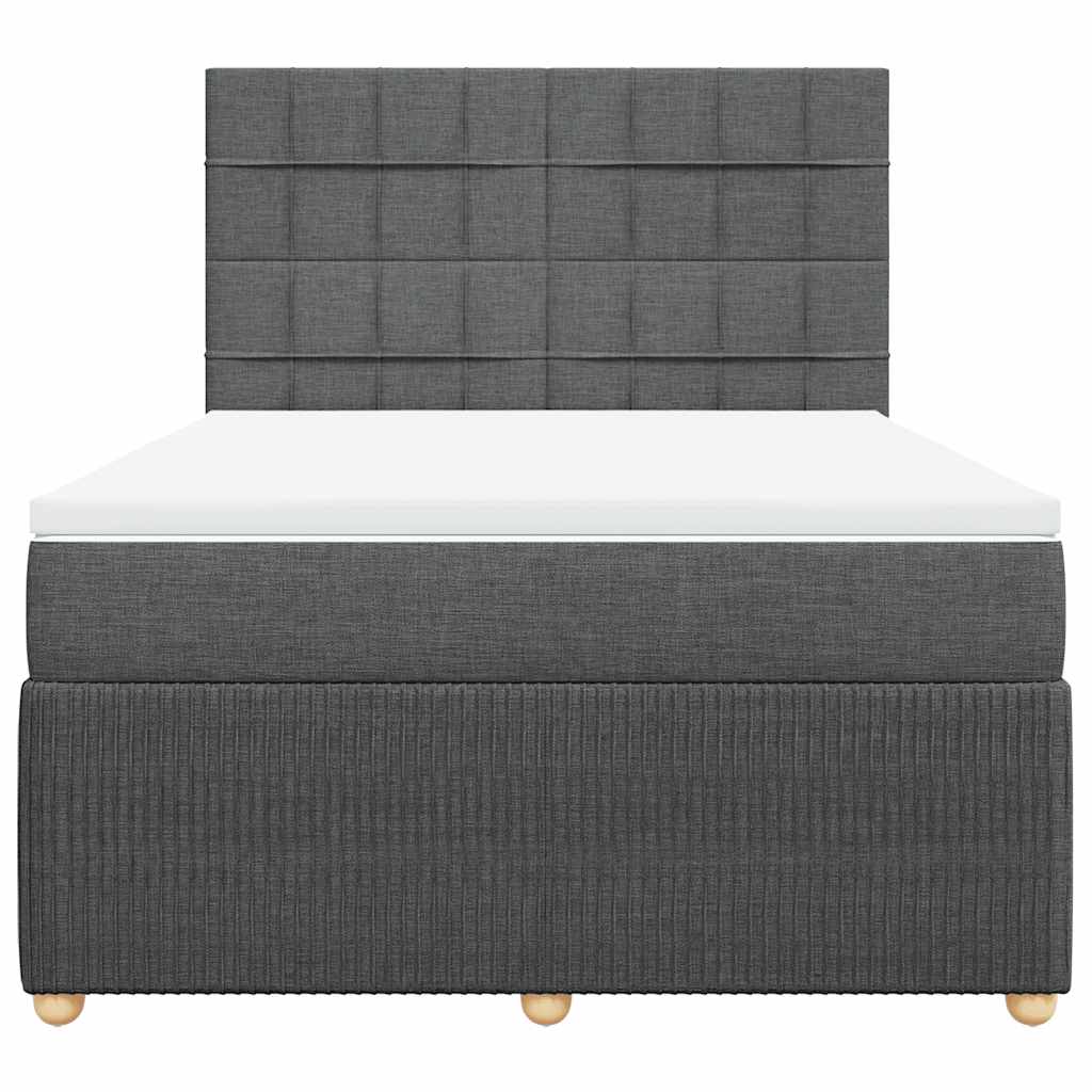 Κρεβάτι Boxspring με Στρώμα Σκούρο Γκρι 160x200 εκ Υφασμάτινο - Pakobazaar