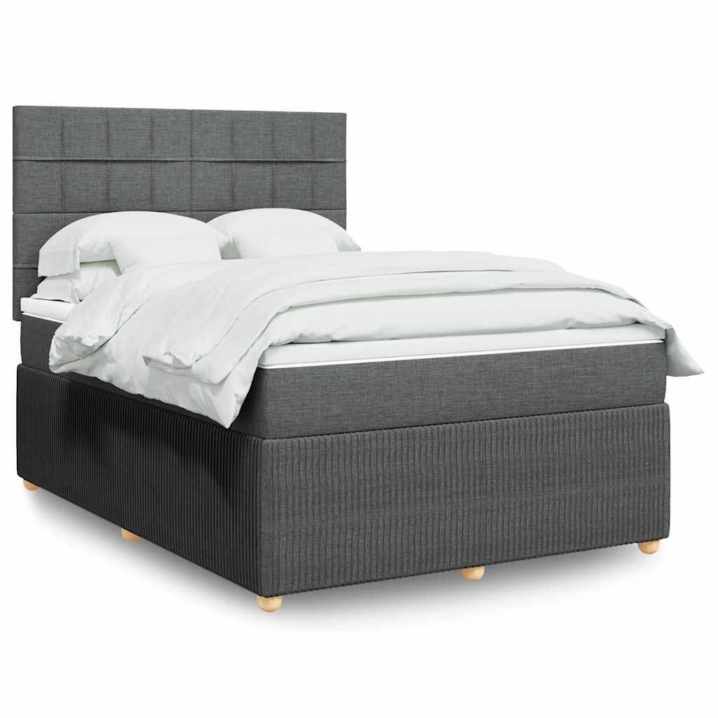 Κρεβάτι Boxspring με Στρώμα Σκούρο Γκρι 160x200 εκ Υφασμάτινο - Pakobazaar