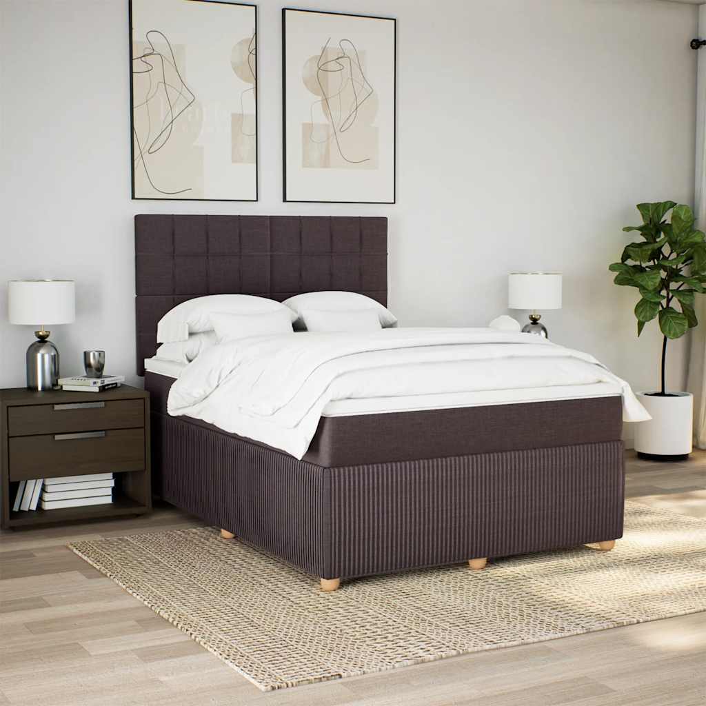 Κρεβάτι Boxspring με Στρώμα Σκούρο Καφέ 160x200 εκ Υφασμάτινο - Pakobazaar