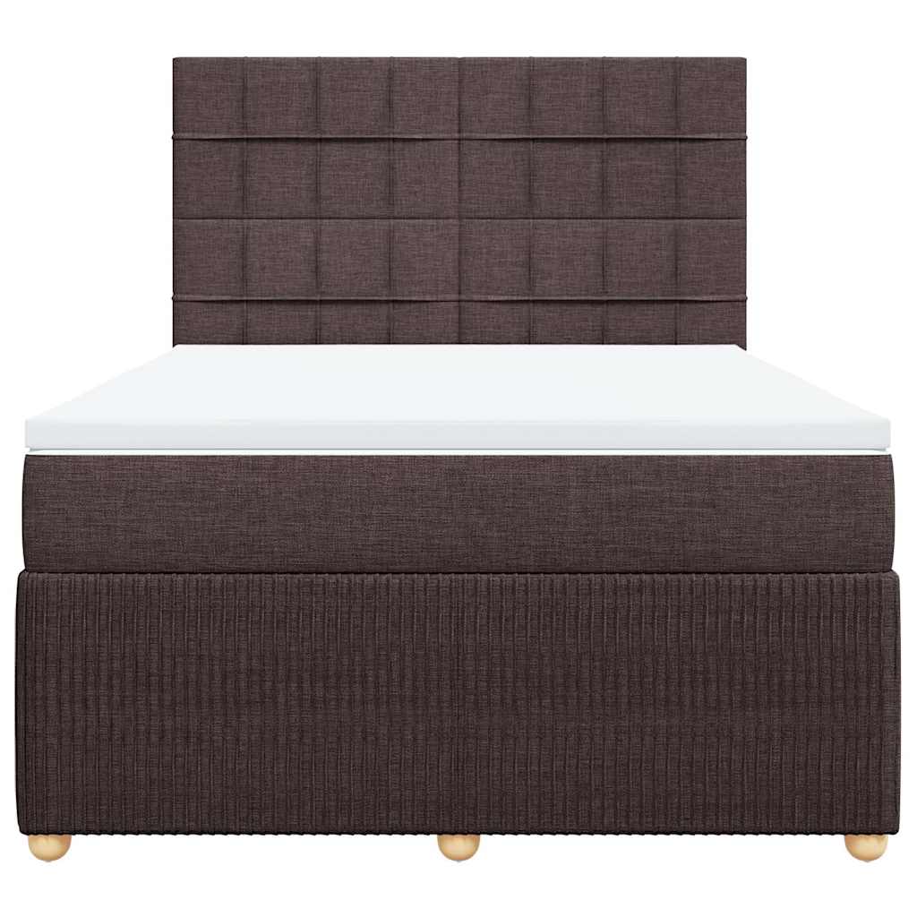 Κρεβάτι Boxspring με Στρώμα Σκούρο Καφέ 160x200 εκ Υφασμάτινο - Pakobazaar