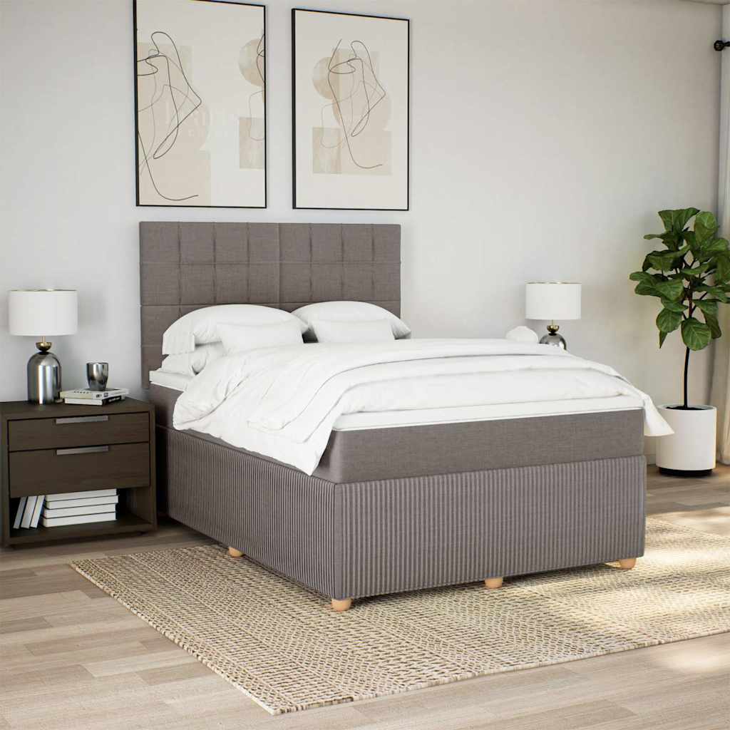 Κρεβάτι Boxspring με Στρώμα Taupe 160x200 εκ. Υφασμάτινο - Pakobazaar