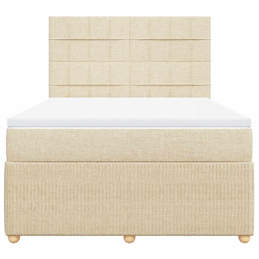 Κρεβάτι Boxspring με Στρώμα Κρεμ 160x200 εκ. Υφασμάτινο - Pakobazaar