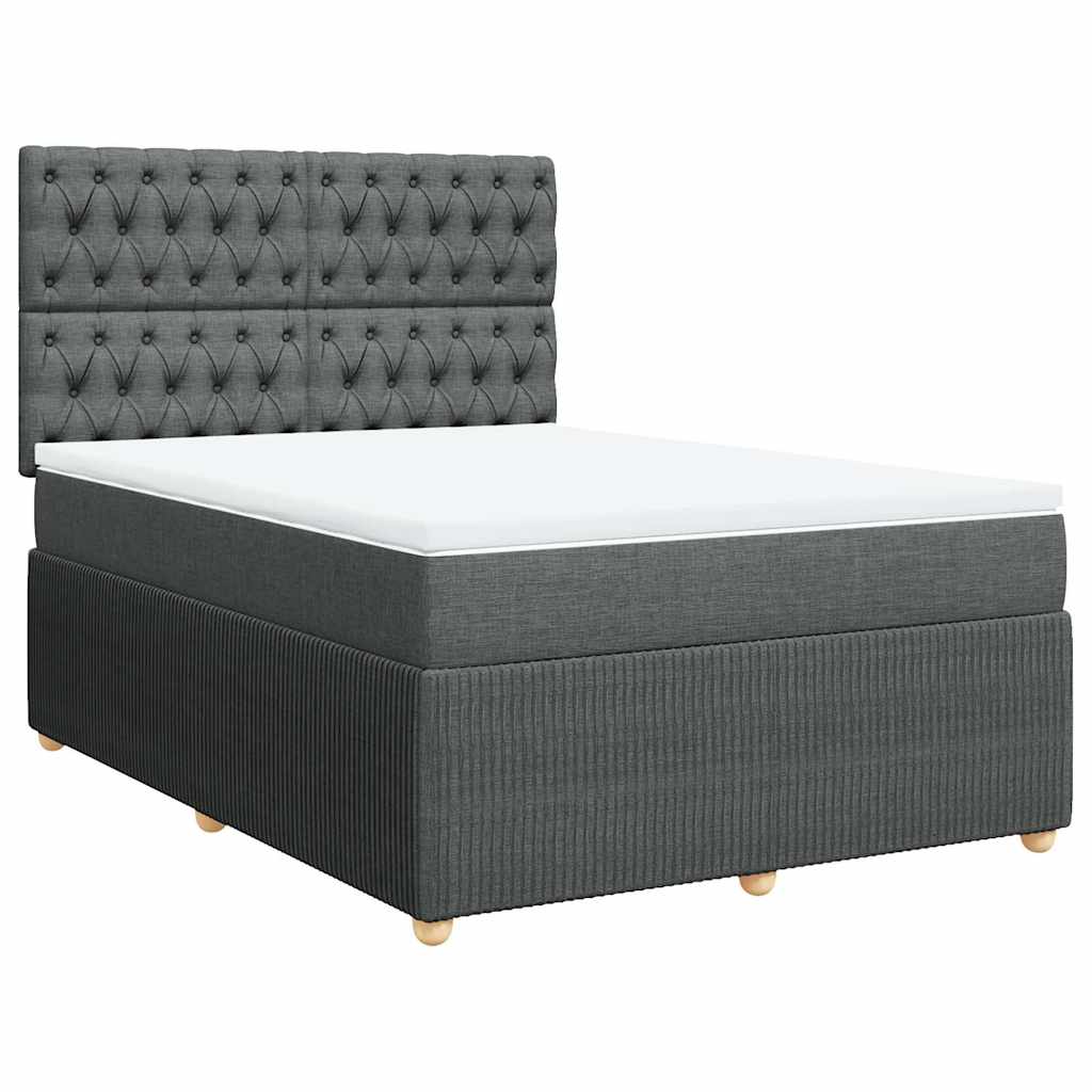 Κρεβάτι Boxspring με Στρώμα Σκούρο Γκρι 160x200 εκ Υφασμάτινο - Pakobazaar