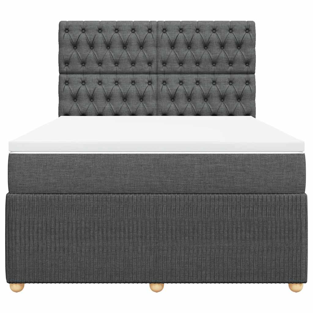 Κρεβάτι Boxspring με Στρώμα Σκούρο Γκρι 160x200 εκ Υφασμάτινο - Pakobazaar