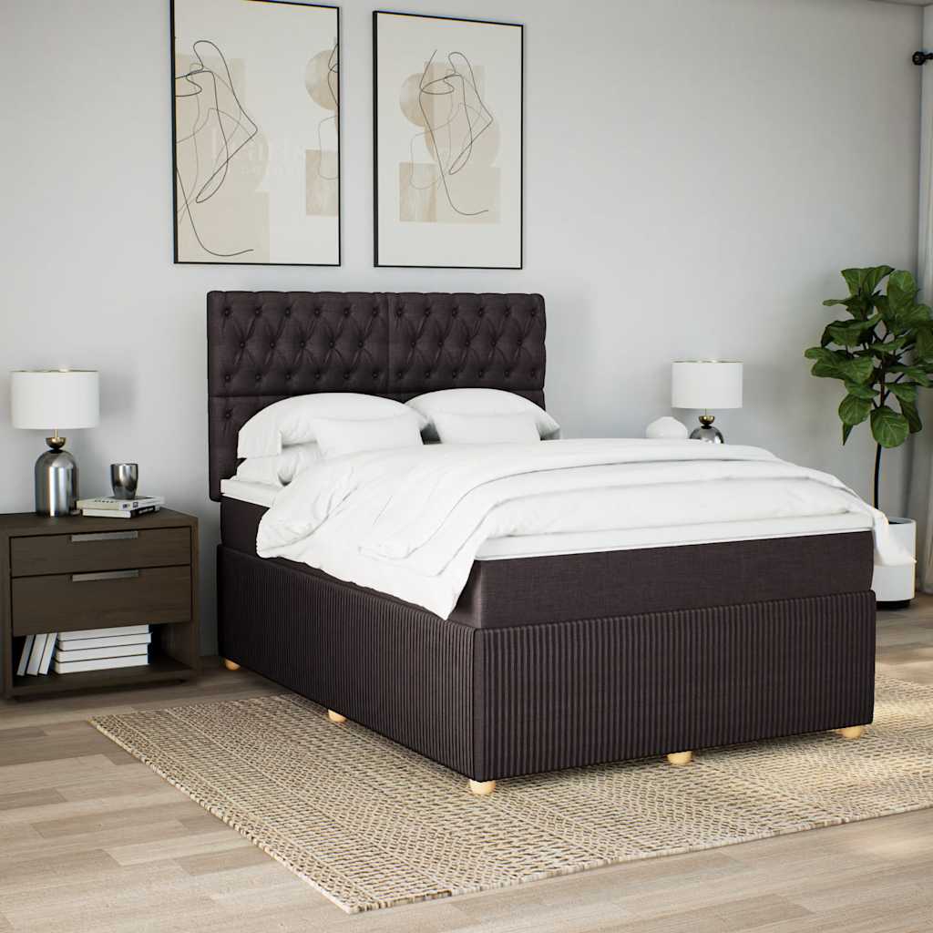 Κρεβάτι Boxspring με Στρώμα Σκούρο Καφέ 160x200 εκ Υφασμάτινο - Pakobazaar