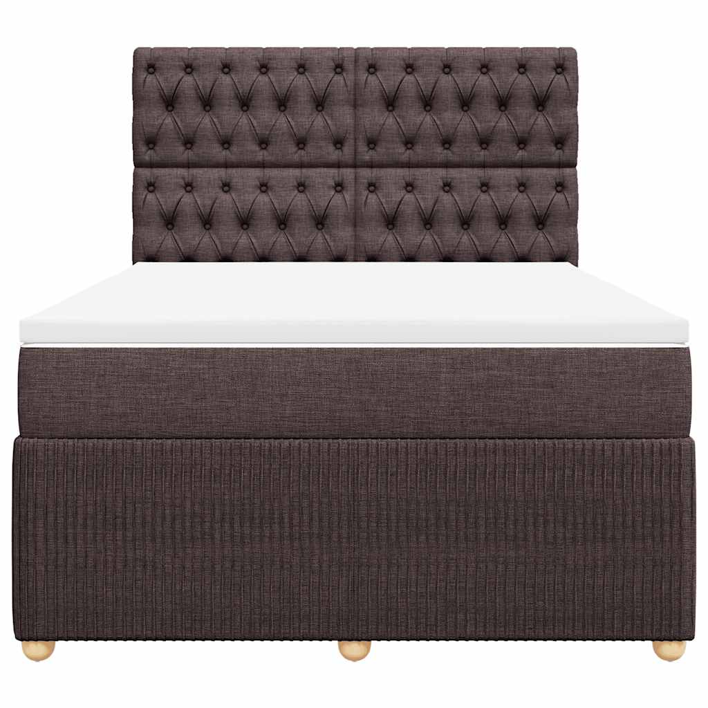 Κρεβάτι Boxspring με Στρώμα Σκούρο Καφέ 160x200 εκ Υφασμάτινο - Pakobazaar
