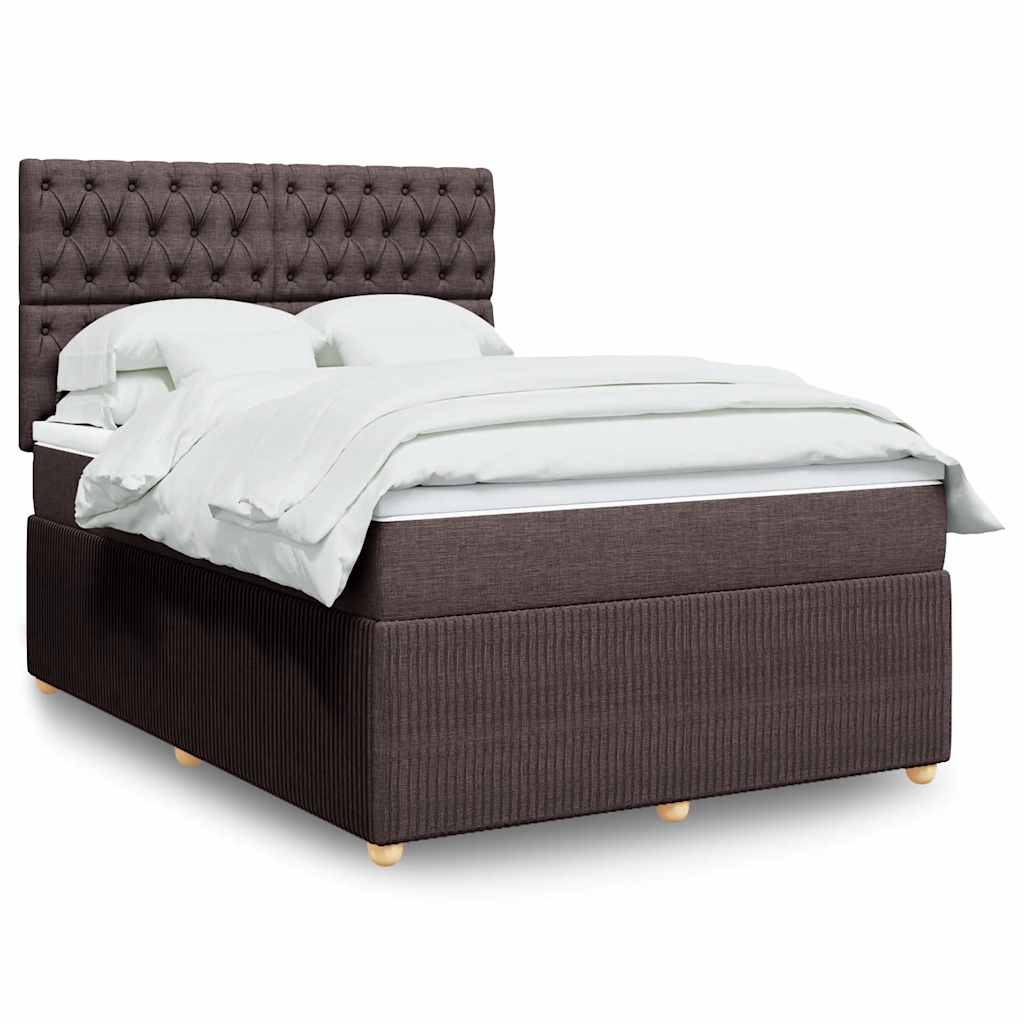 Κρεβάτι Boxspring με Στρώμα Σκούρο Καφέ 160x200 εκ Υφασμάτινο - Pakobazaar