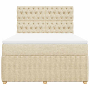 Κρεβάτι Boxspring με Στρώμα Κρεμ 160x200 εκ. Υφασμάτινο - Pakobazaar