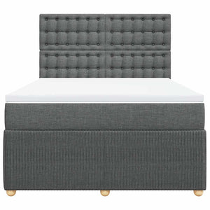 Κρεβάτι Boxspring με Στρώμα Σκούρο Γκρι 160x200 εκ Υφασμάτινο - Pakobazaar