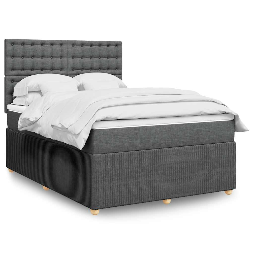 Κρεβάτι Boxspring με Στρώμα Σκούρο Γκρι 160x200 εκ Υφασμάτινο - Pakobazaar