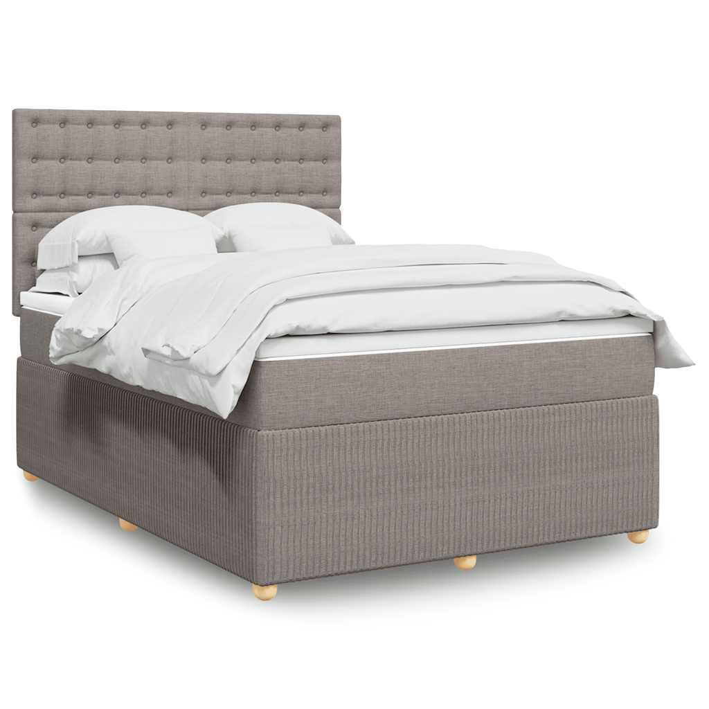 Κρεβάτι Boxspring με Στρώμα Taupe 160x200 εκ. Υφασμάτινο - Pakobazaar