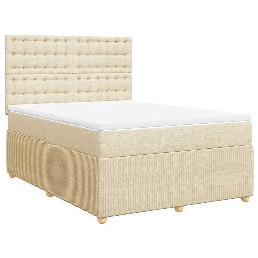 Κρεβάτι Boxspring με Στρώμα Κρεμ 160x200 εκ. Υφασμάτινο - Pakobazaar
