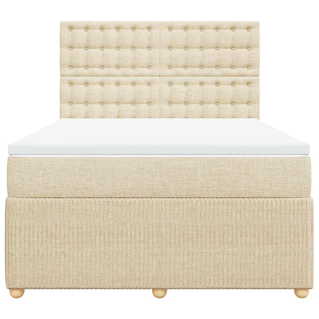 Κρεβάτι Boxspring με Στρώμα Κρεμ 160x200 εκ. Υφασμάτινο - Pakobazaar