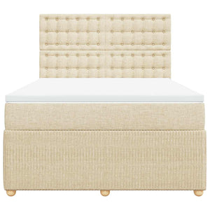 Κρεβάτι Boxspring με Στρώμα Κρεμ 160x200 εκ. Υφασμάτινο - Pakobazaar