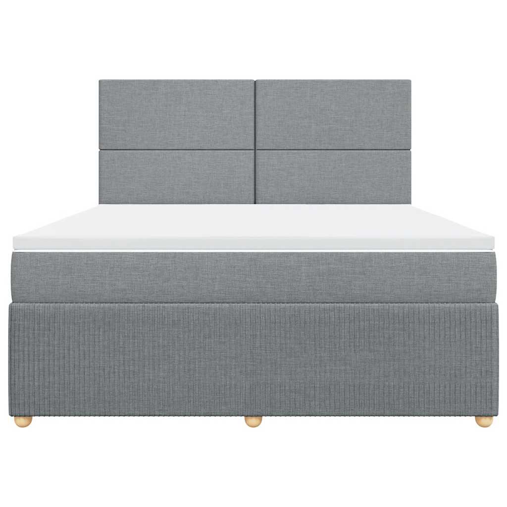 Κρεβάτι Boxspring με Στρώμα Ανοιχτό Γκρι 180x200 εκ. Υφασμάτινο - Pakobazaar