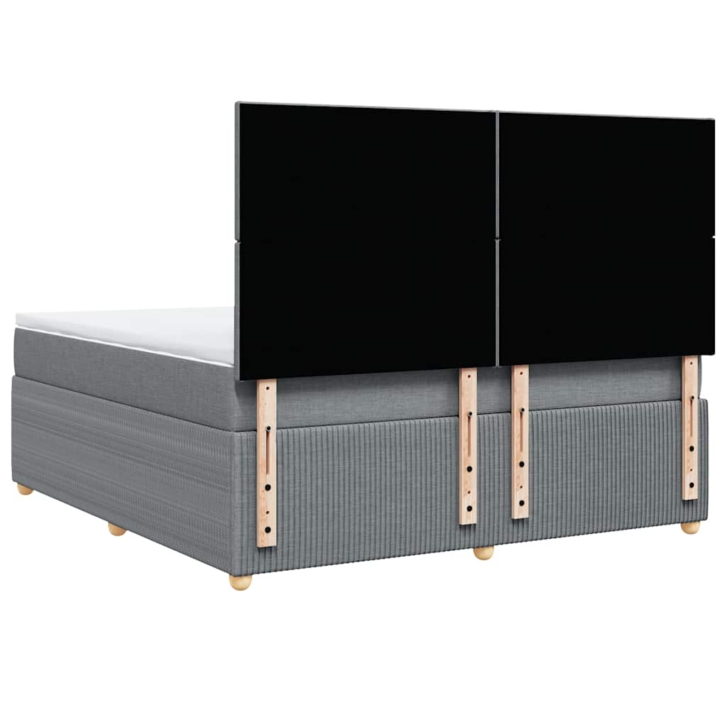 Κρεβάτι Boxspring με Στρώμα Ανοιχτό Γκρι 180x200 εκ. Υφασμάτινο - Pakobazaar