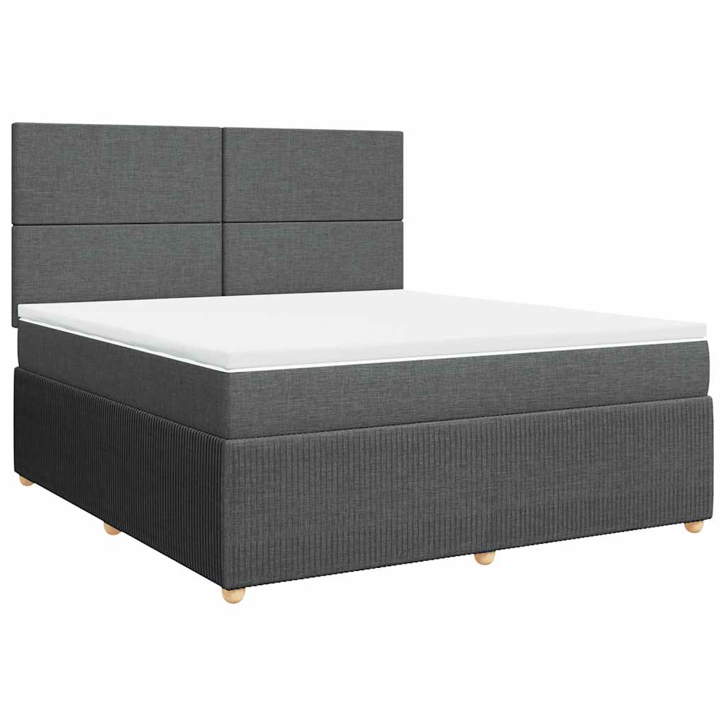 Κρεβάτι Boxspring με Στρώμα Σκούρο Γκρι 180x200 εκ Υφασμάτιν - Pakobazaar