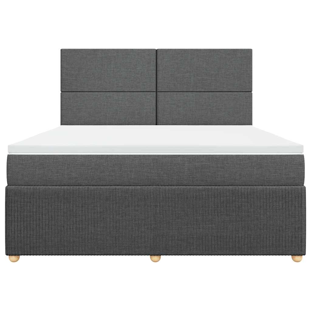 Κρεβάτι Boxspring με Στρώμα Σκούρο Γκρι 180x200 εκ Υφασμάτιν - Pakobazaar