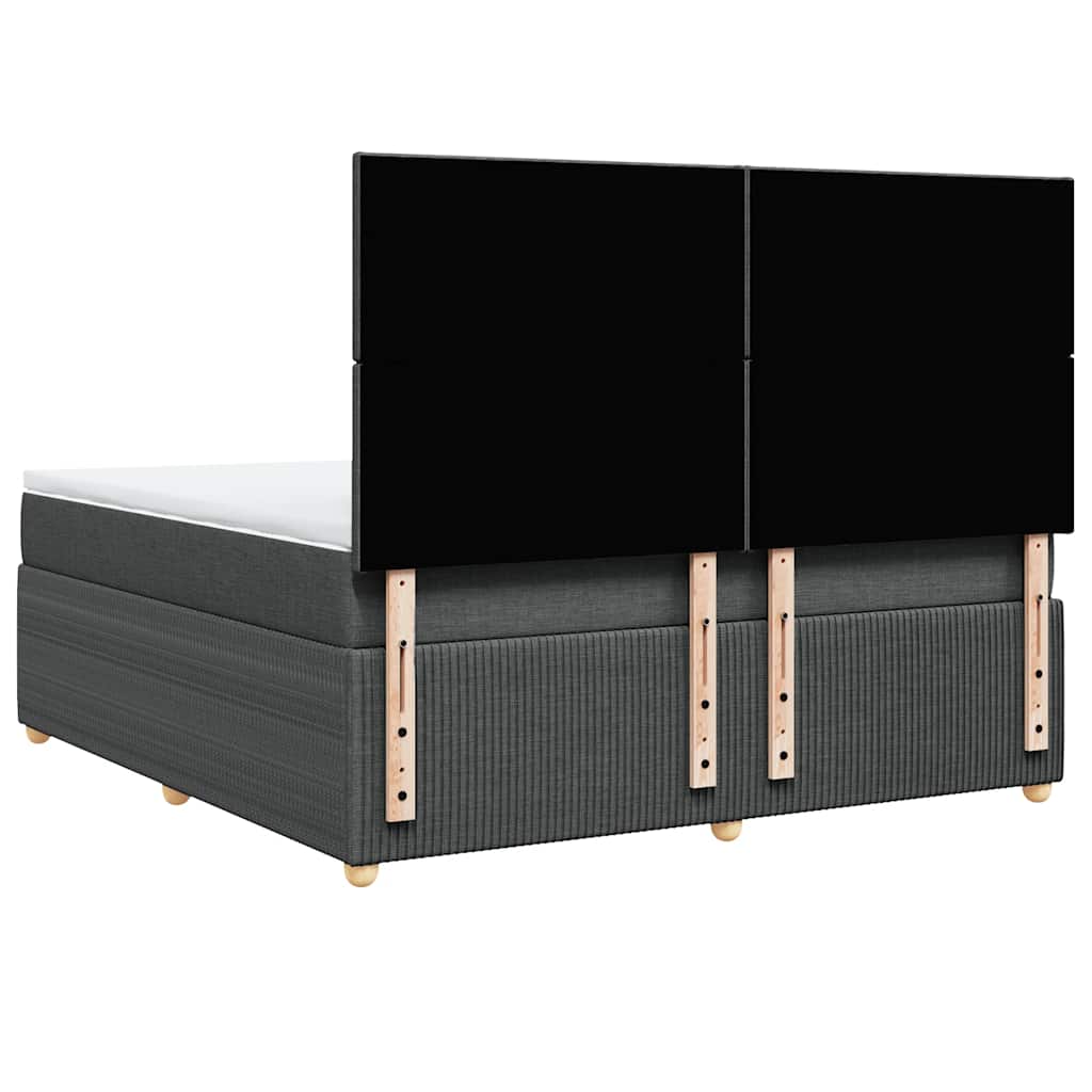 Κρεβάτι Boxspring με Στρώμα Σκούρο Γκρι 180x200 εκ Υφασμάτιν - Pakobazaar