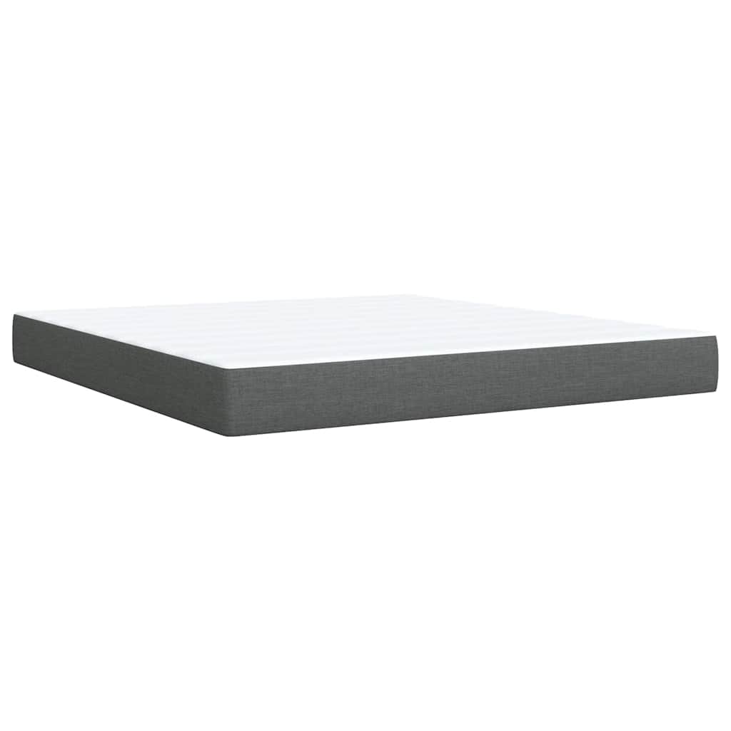 Κρεβάτι Boxspring με Στρώμα Σκούρο Γκρι 180x200 εκ Υφασμάτιν - Pakobazaar