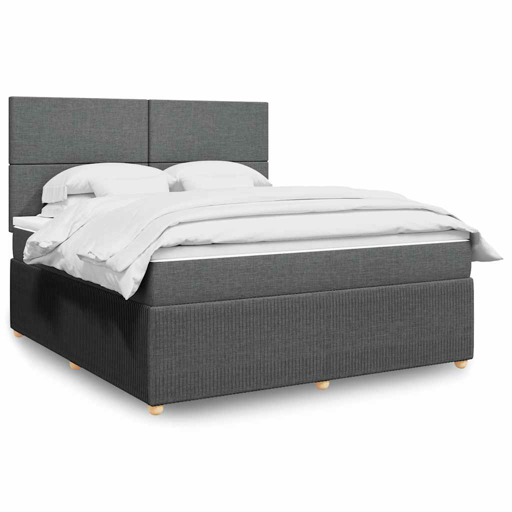 Κρεβάτι Boxspring με Στρώμα Σκούρο Γκρι 180x200 εκ Υφασμάτιν - Pakobazaar