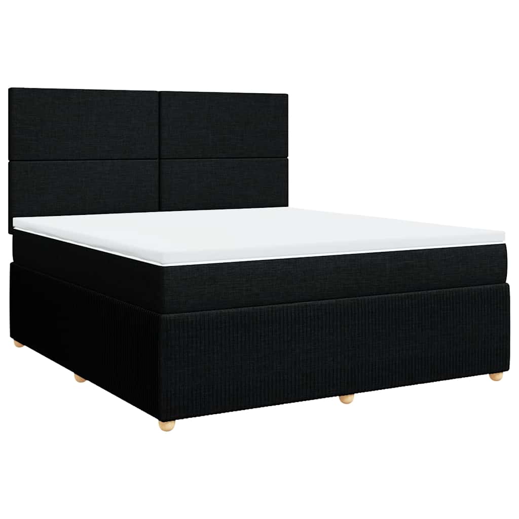 Κρεβάτι Boxspring με Στρώμα Μαύρο 180x200 εκ. Υφασμάτινο - Pakobazaar