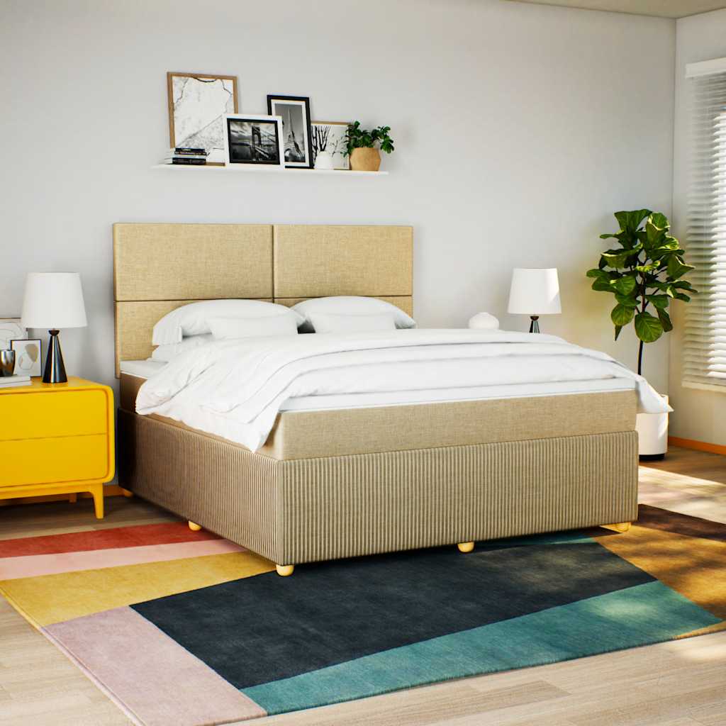Κρεβάτι Boxspring με Στρώμα Κρεμ 180x200 εκ. Υφασμάτινο - Pakobazaar