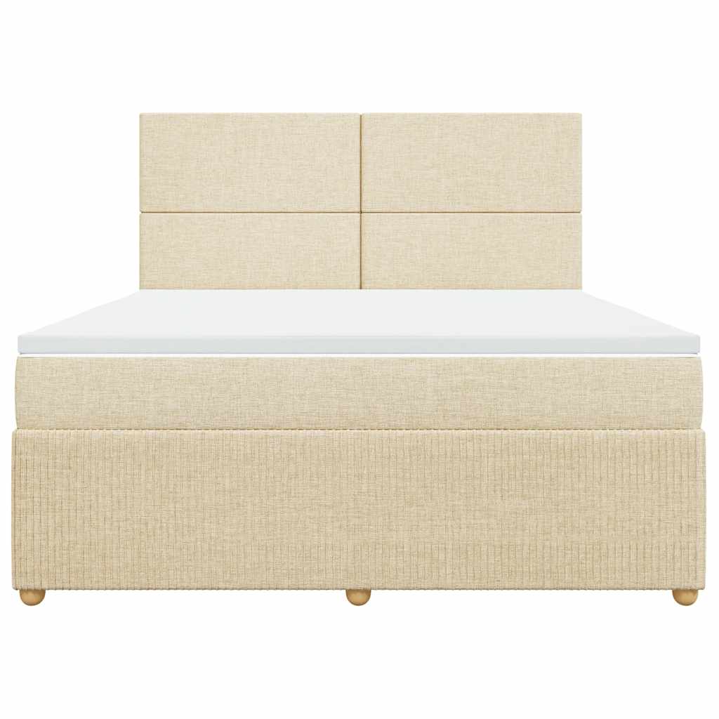 Κρεβάτι Boxspring με Στρώμα Κρεμ 180x200 εκ. Υφασμάτινο - Pakobazaar