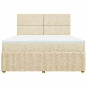 Κρεβάτι Boxspring με Στρώμα Κρεμ 180x200 εκ. Υφασμάτινο - Pakobazaar