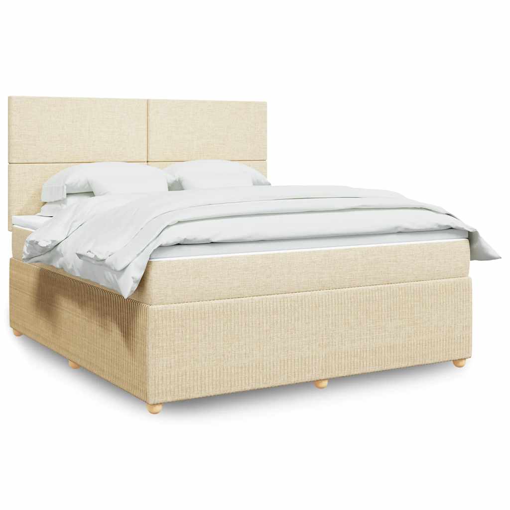 Κρεβάτι Boxspring με Στρώμα Κρεμ 180x200 εκ. Υφασμάτινο - Pakobazaar