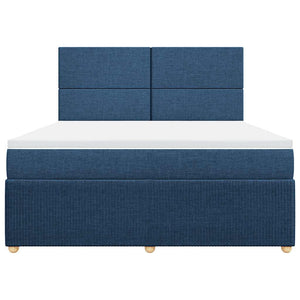 Κρεβάτι Boxspring με Στρώμα Μπλε 180x200 εκ. Υφασμάτινο