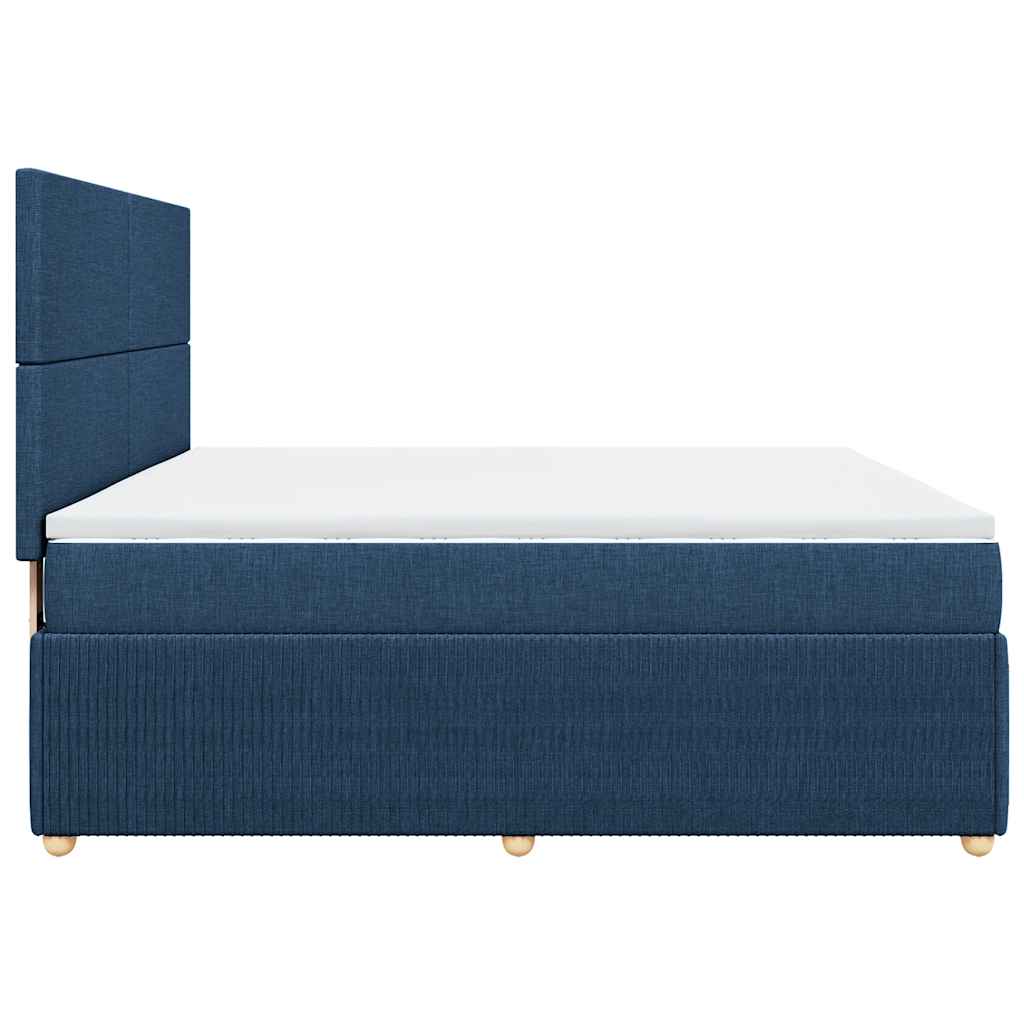 Κρεβάτι Boxspring με Στρώμα Μπλε 180x200 εκ. Υφασμάτινο