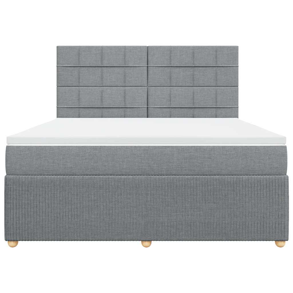 Κρεβάτι Boxspring με Στρώμα Ανοιχτό Γκρι 180x200 εκ. Υφασμάτινο - Pakobazaar